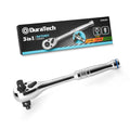 DURATECH 3-in-1 Ratchet Handle | 1/4, 3/8, 1/2 Drive 72-Tooth Wrench