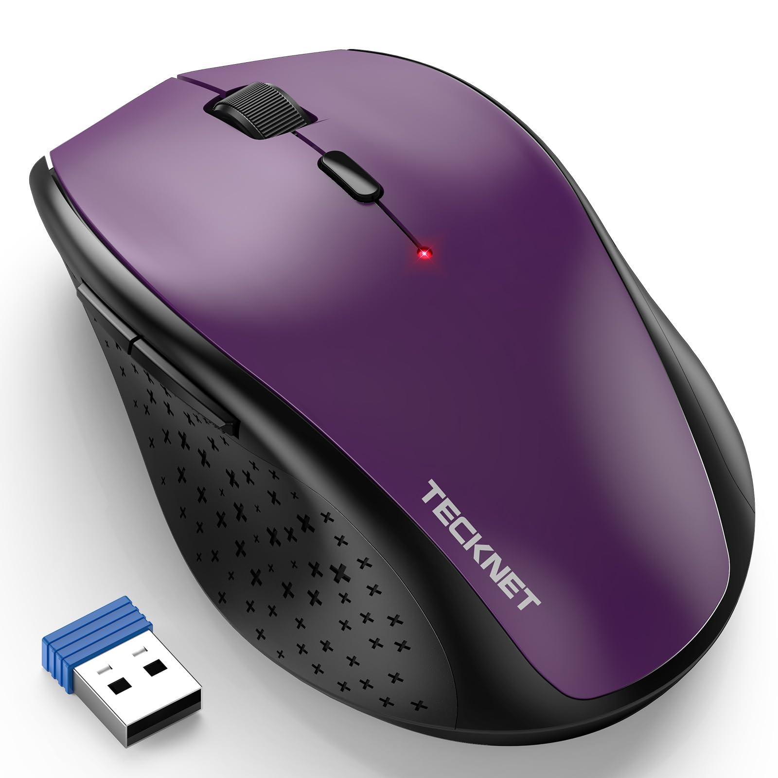 TECKNET Wireless Silent Mouse – 4800 DPI Optical USB Mouse, Purple