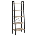 VASAGLE 5-Tier Industrial Ladder Shelf – Steel Frame Bookcase, Brown