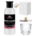 EBANKU Nail Brush Cleaner & Conditioner Kit with Glass Cup and 100 Pads