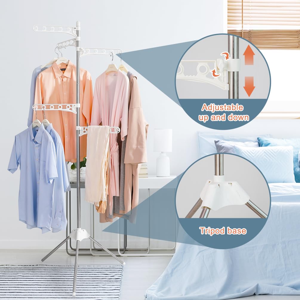 BAOYOUNI Clothes Airer Foldable Clothes Drying Rack with 5 Adjustable Arms - image 3