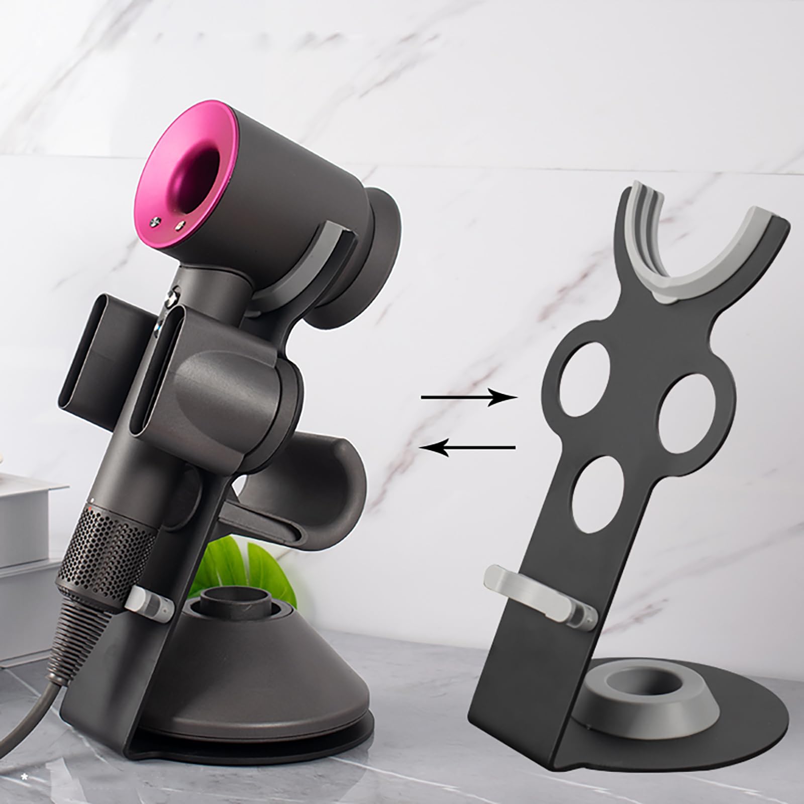 YCHF Magnetic Hair Dryer Holder for Dyson Supersonic - Gray Metal Stand