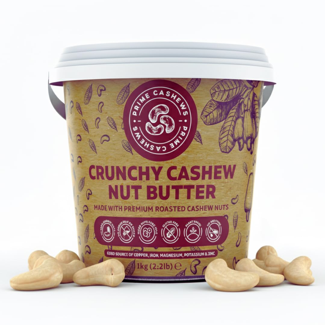 Prime Earth Crunchy Cashew Nut Butter – 1kg Natural Vegan Spread