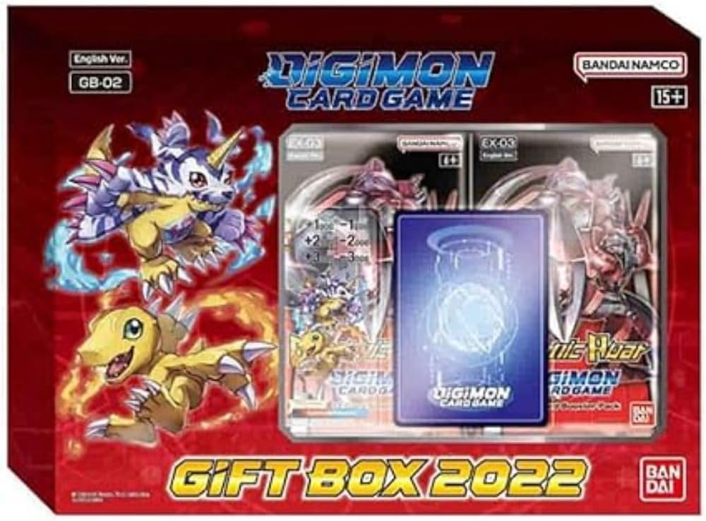 Bandai Digimon Card Game Gift Box 2022 | 5 Booster Packs & Acrylic Stand