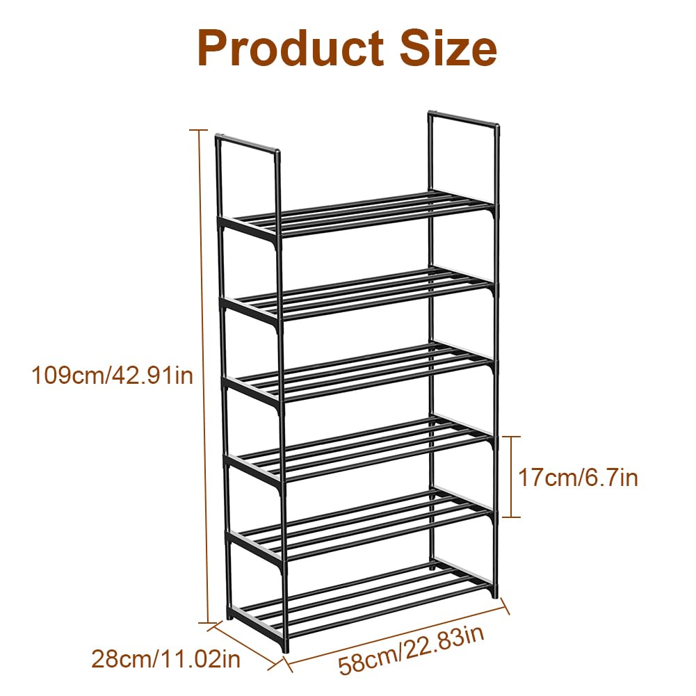 NIAWECAN 6 Tier Shoe Rack, Metal Shoe Organiser, Slim Shoe Racks Storage - image 2