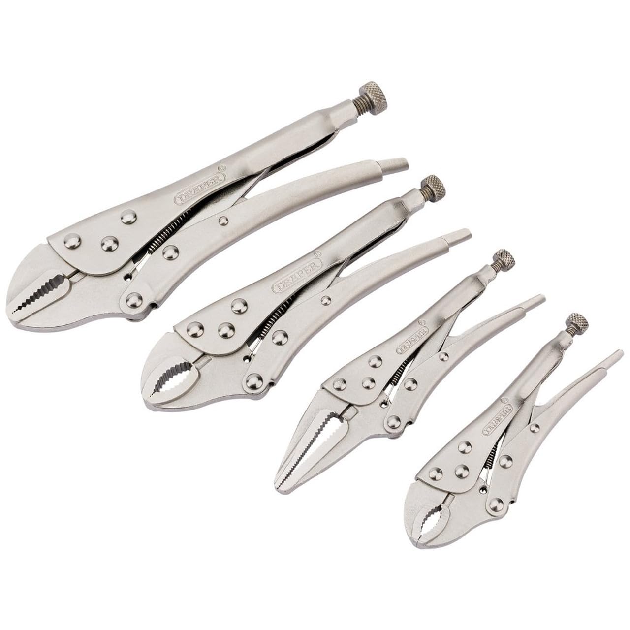 Draper 35373 Self Grip Locking Plier Set - 4 Piece Steel Hand Tools