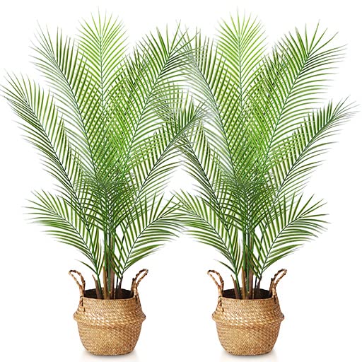 Kazeila 110cm Artificial Palm Tree in Seagrass Pot - Faux Floor Plant (2 Pack)