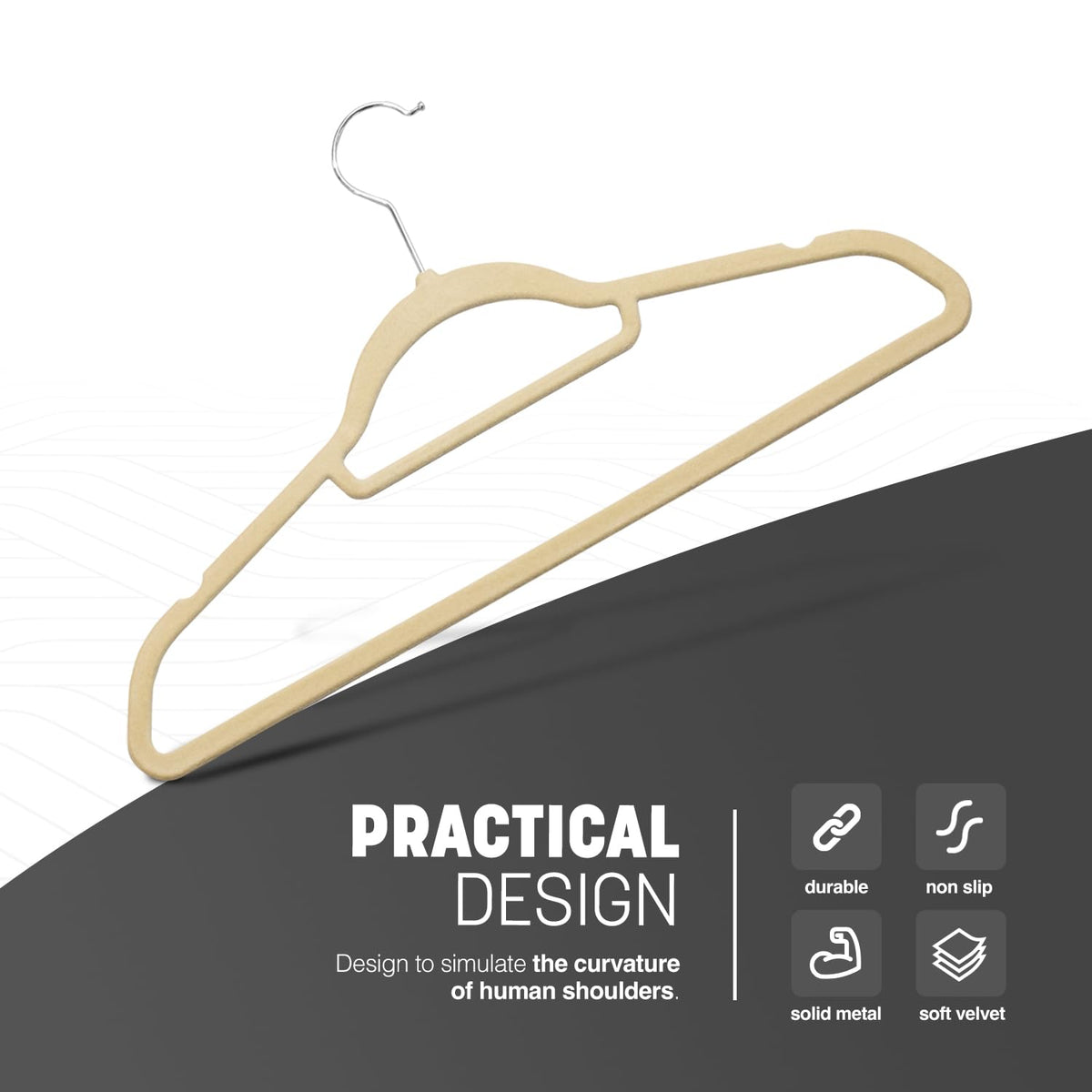 KEPLIN Velvet Hangers 50 Pack 45cm -Thin Non-Slip Clothes Coat hangers with Tie Bar and 360 Degree Hook for Home Storage Durable - image 3