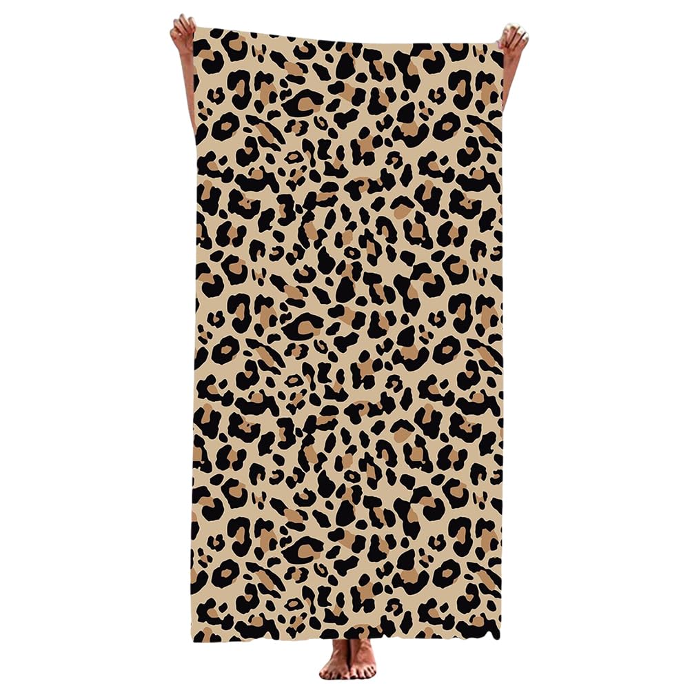 Jolof Store Leopard Print Microfiber Beach Towel – Quick-Dry 75x150cm