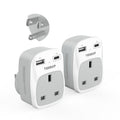TESSAN UK to US Plug Adapter 2 Pack | Type B Travel Adaptor with USB C