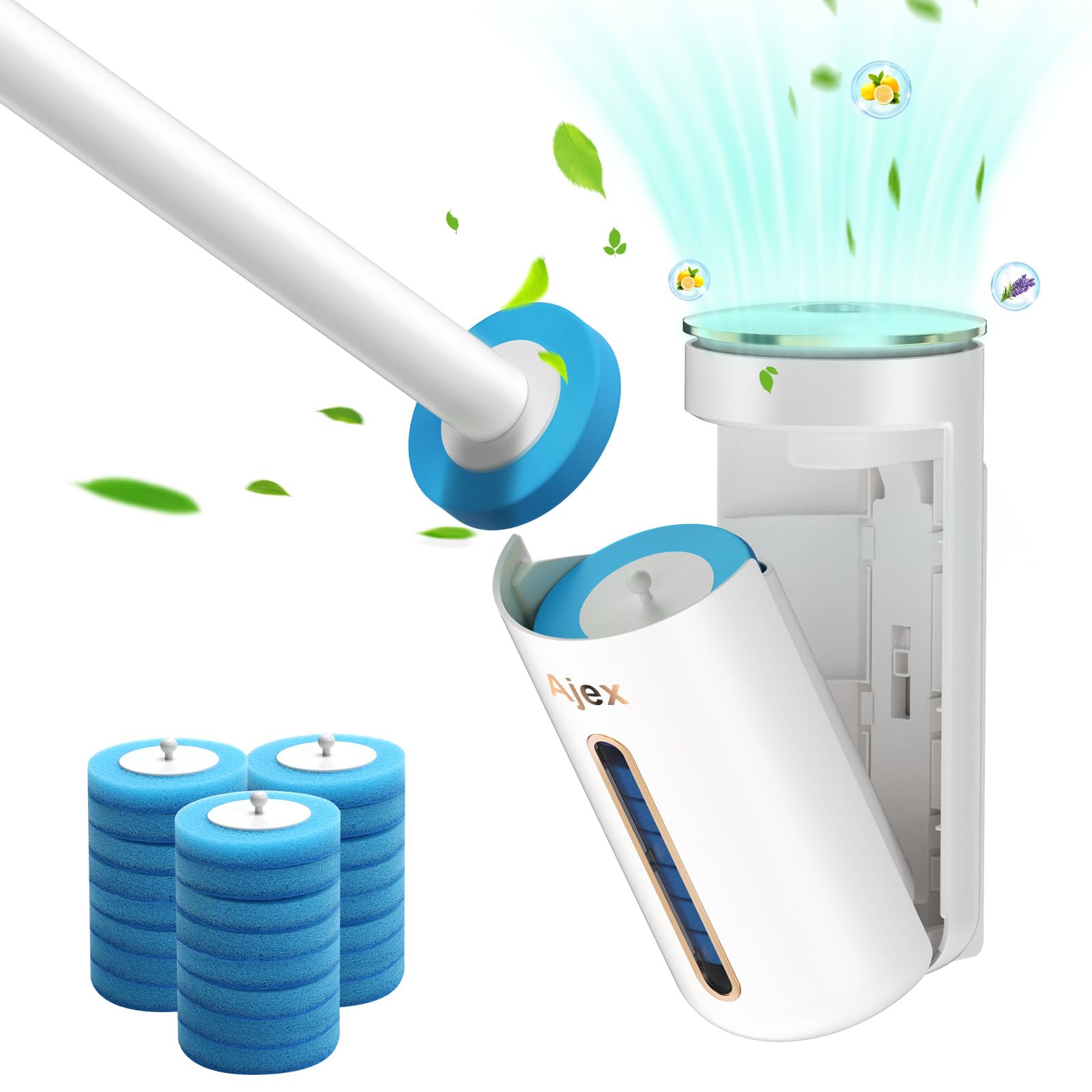 Ajex Disposable Toilet Brush Wand Kit | 24 Refills & Lemon Aromatherapy