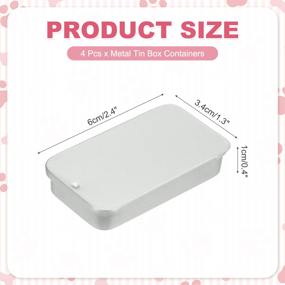 sourcing map 4 Pcs Metal Tin Box Container, 2.4x1.3x0.4 Slide Top Tin Containers Small Empty Rectangular Storage Box for Lip Balm Candies Jewelry - image 2