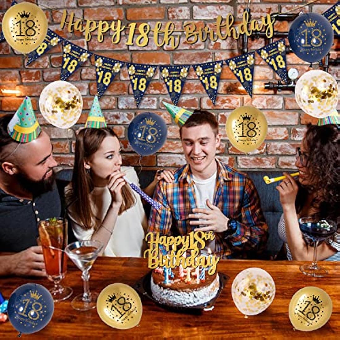 Jolof Store 18th Birthday Decorations – Navy Blue and Gold Balloon Kit