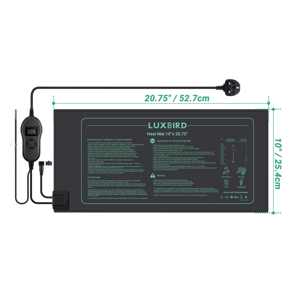 Luxbird 4-Pack Seedling Heat Mats with Digital Thermostat, 10" x 20.75"