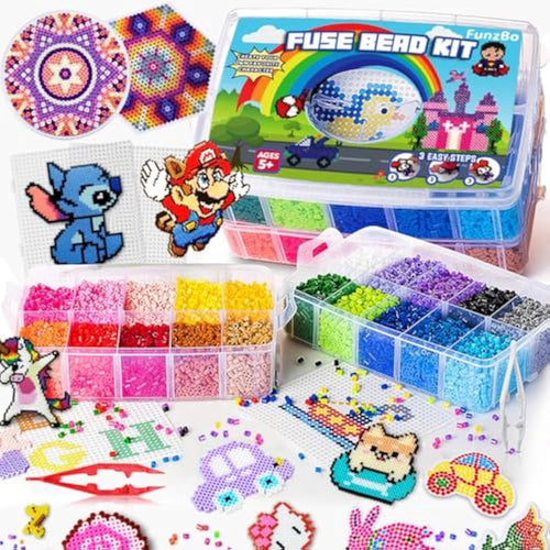 FunzBo Fuse Beads Kit – 23000 Piece 5mm Melty Bead Arts and Crafts Set