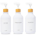 MaisoNovo Refillable Shampoo and Conditioner Bottles - 3 Pack White Bamboo