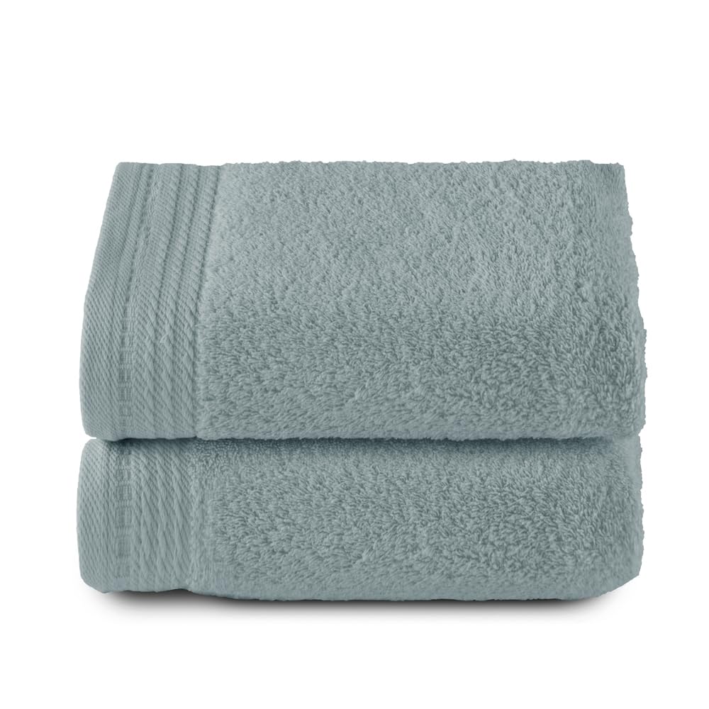 RIZO Top Towel – Set of 2 Combed Cotton Hand Towels – Aqua Green