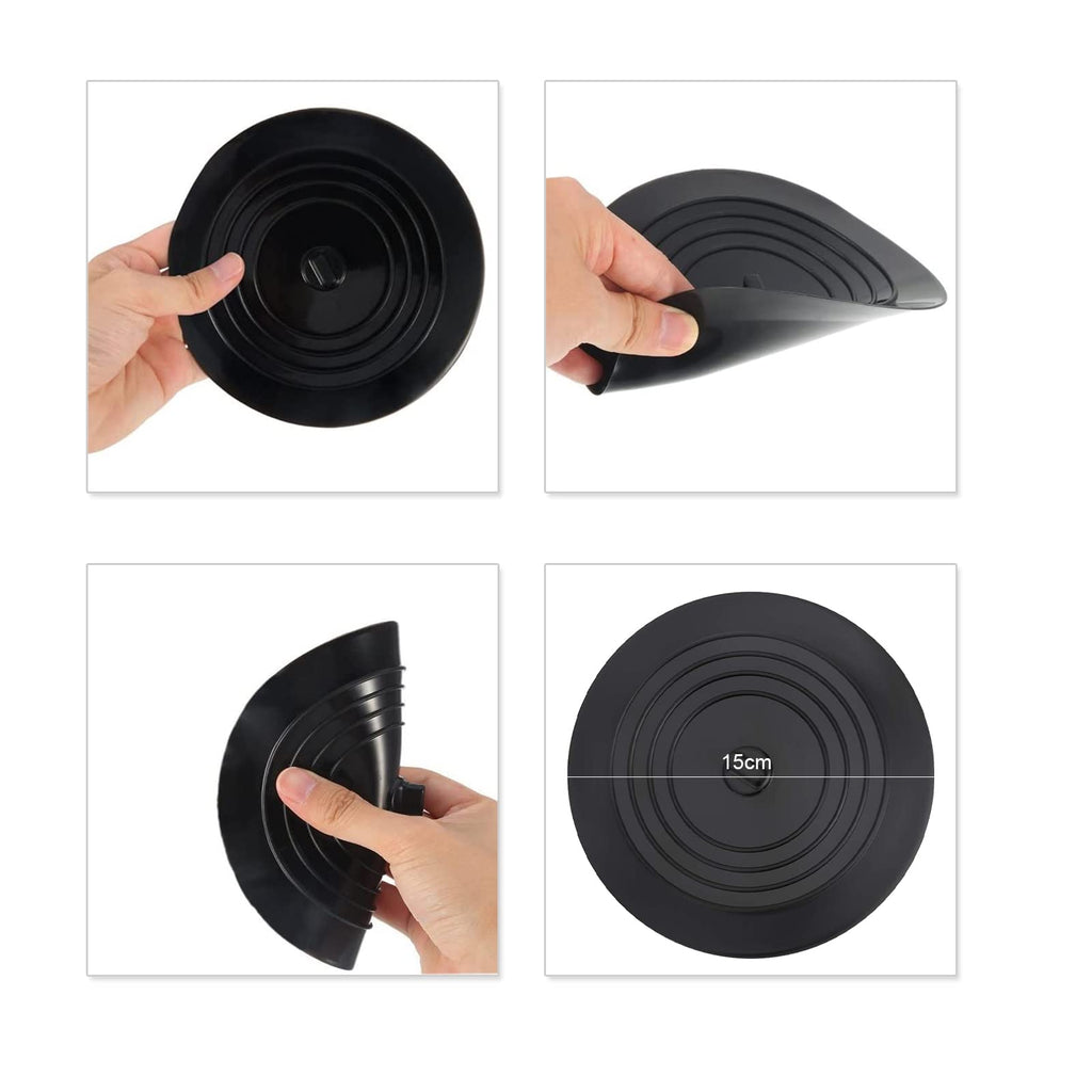 VBNZBK 2 Pack Silicone Tub Stopper, Universal Bath Plug,6 Inches Drain Stopper Cover for Kitchen, Bathroom, LaundriesBlack and Gray