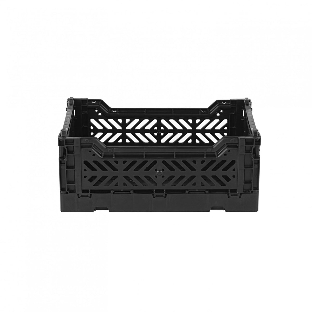 AYKASA Folding Crate, Sturdy Folding Box, Plastic, Stackable, Black, Mini 27 x 17 x 11 cm