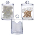3-Piece Clear Acrylic Makeup Pad and Cotton Swab Organizer