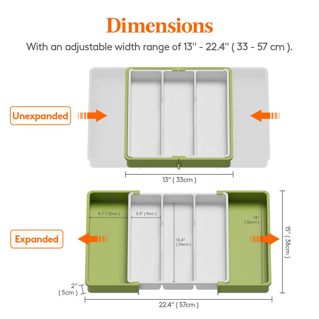 Lifewit Expandable Utensil Drawer Organiser | Large Plastic Cutlery Tray