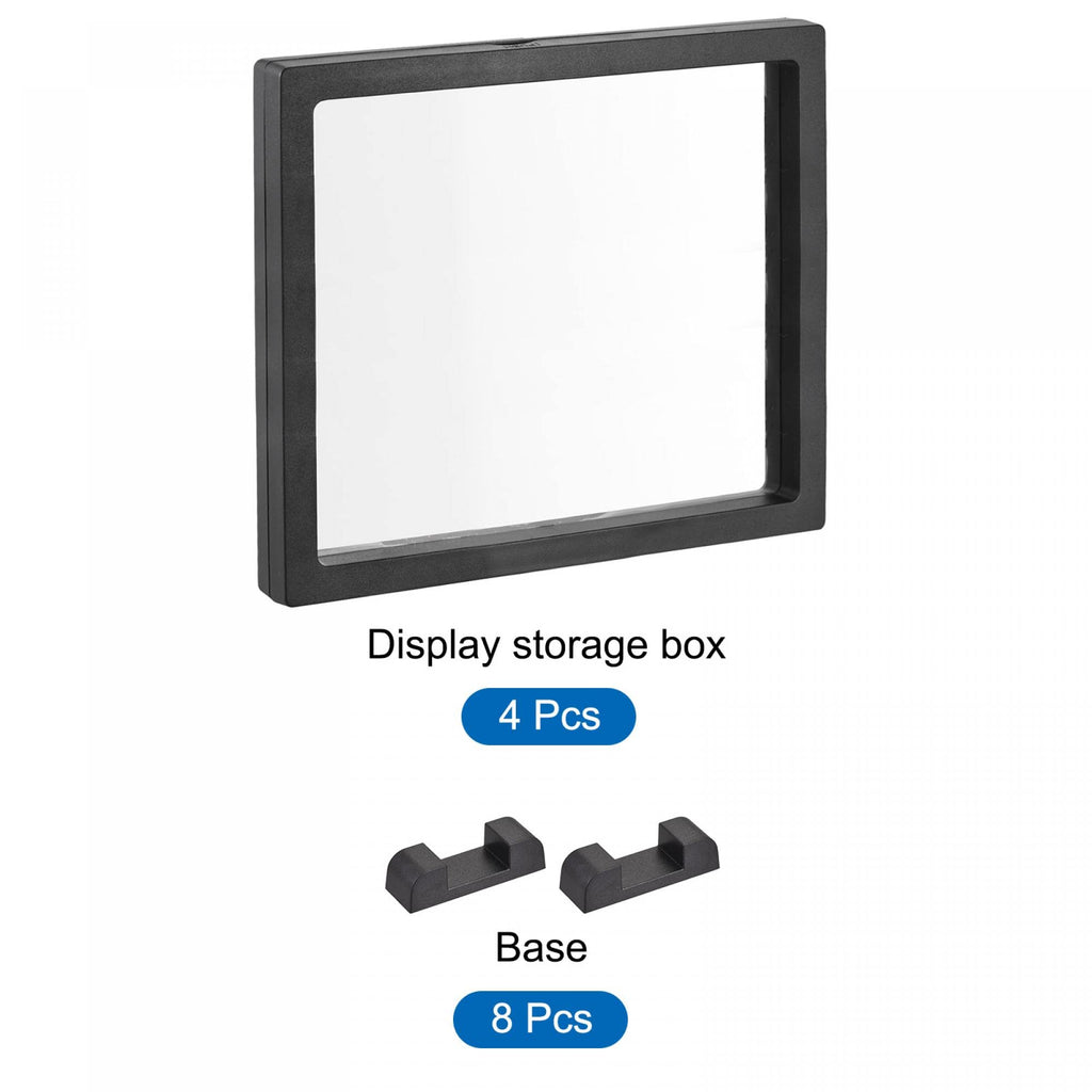 sourcing map Floating Thin Film Display Box, ABS Frame Case with Base 14cm x 14cm x 2cm Black Pack of 4 - image 3