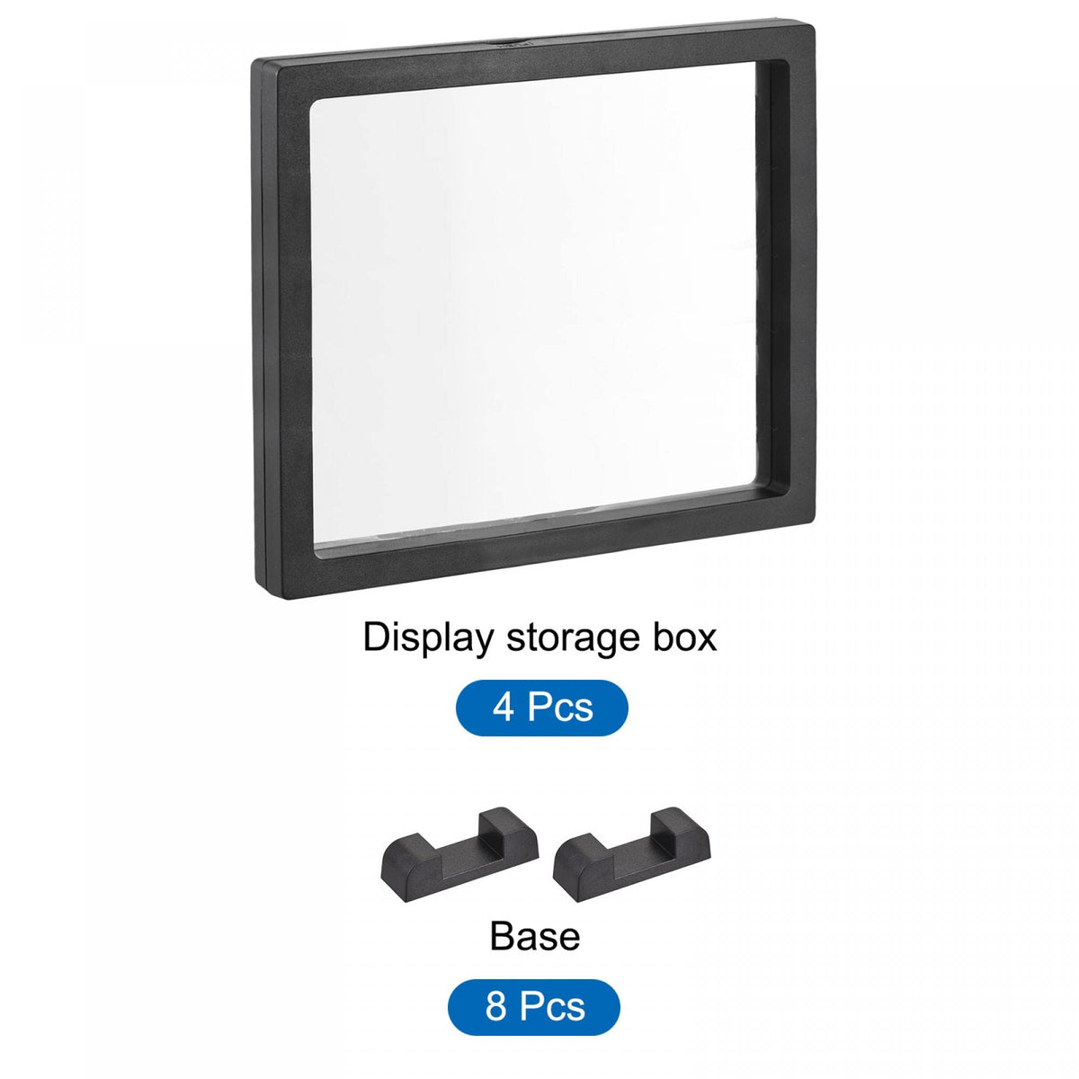 sourcing map Floating Thin Film Display Box, ABS Frame Case with Base 14cm x 14cm x 2cm Black Pack of 4 - image 3
