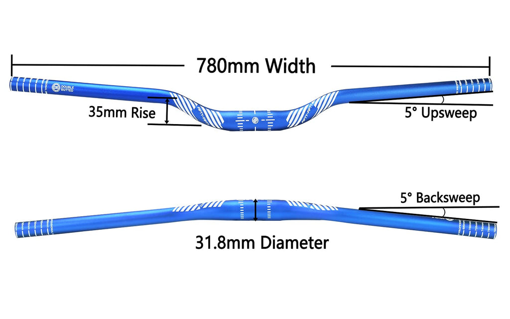 FIFTY-FIFTY MTB Riser Handlebar | 780mm Aluminum Alloy 31.8mm Blue