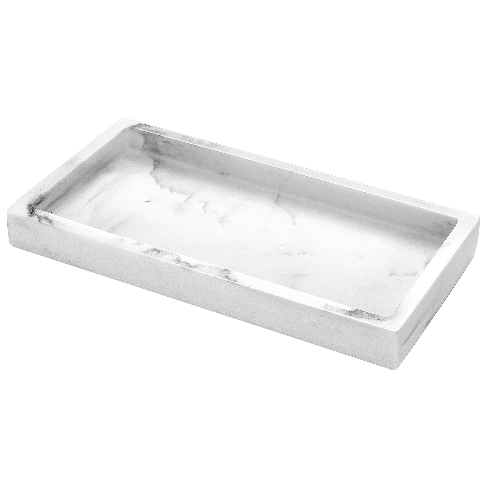 Luxspire Resin Bathroom Vanity Tray – Gravel White Countertop Organizer