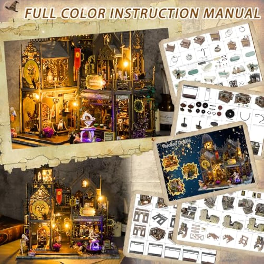 Jolof Store DIY Miniature Dollhouse Kit – Huoluo Castle Wooden 3D Model