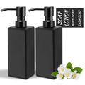 MIUSITE Matte Black Glass Soap Dispenser - 350ml Square Bottle, 2 Pack