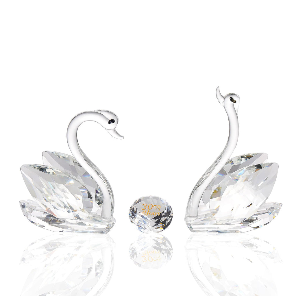 Jolof Store Crystal Swan Figurines | 30th Wedding Anniversary Glass Gift