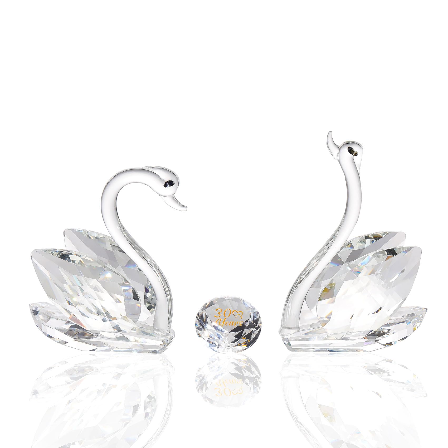 Jolof Store Crystal Swan Figurines | 30th Wedding Anniversary Glass Gift