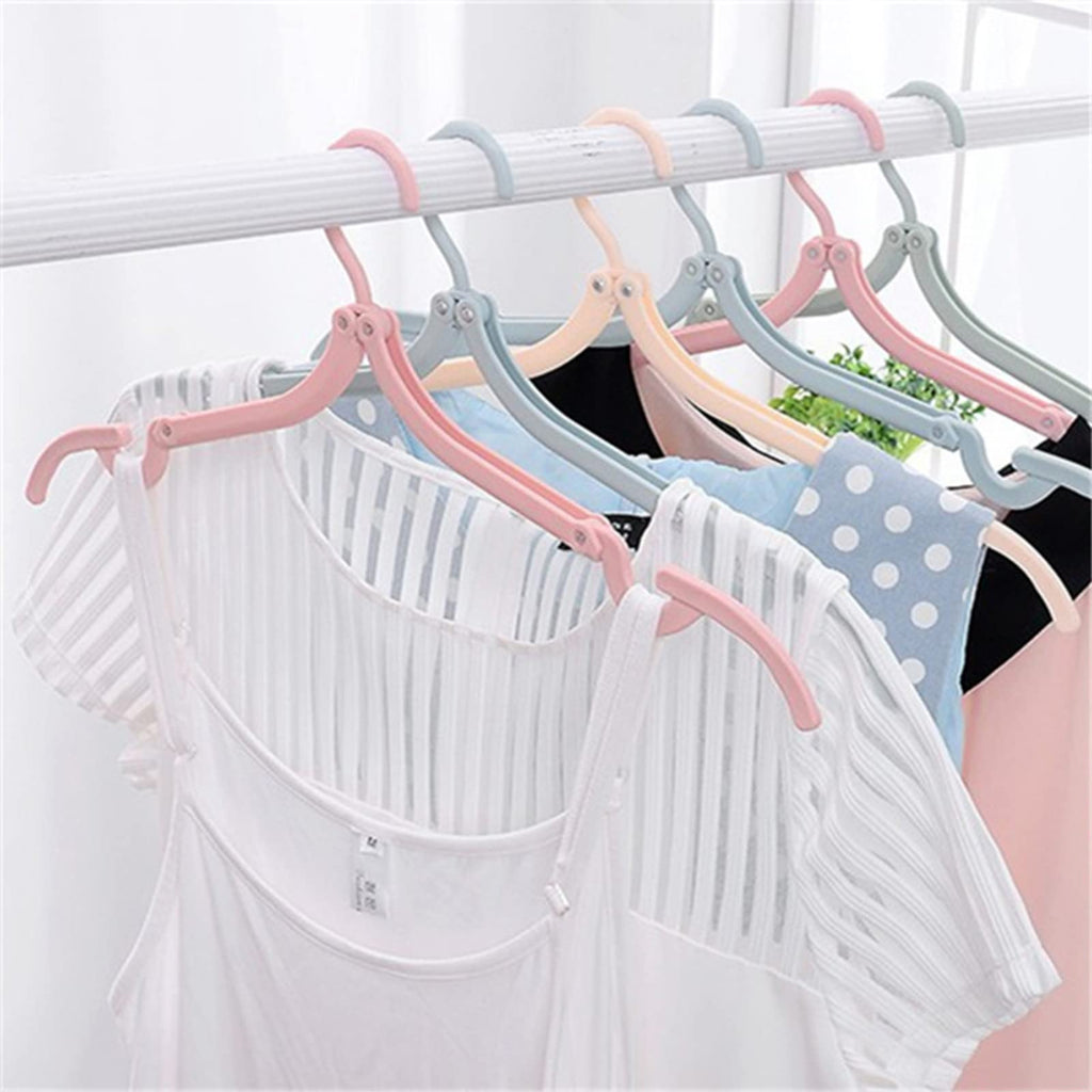 8pcs Folding Clothes Hangers, LOMYLM 4 Colors Travel Hangers Foldable