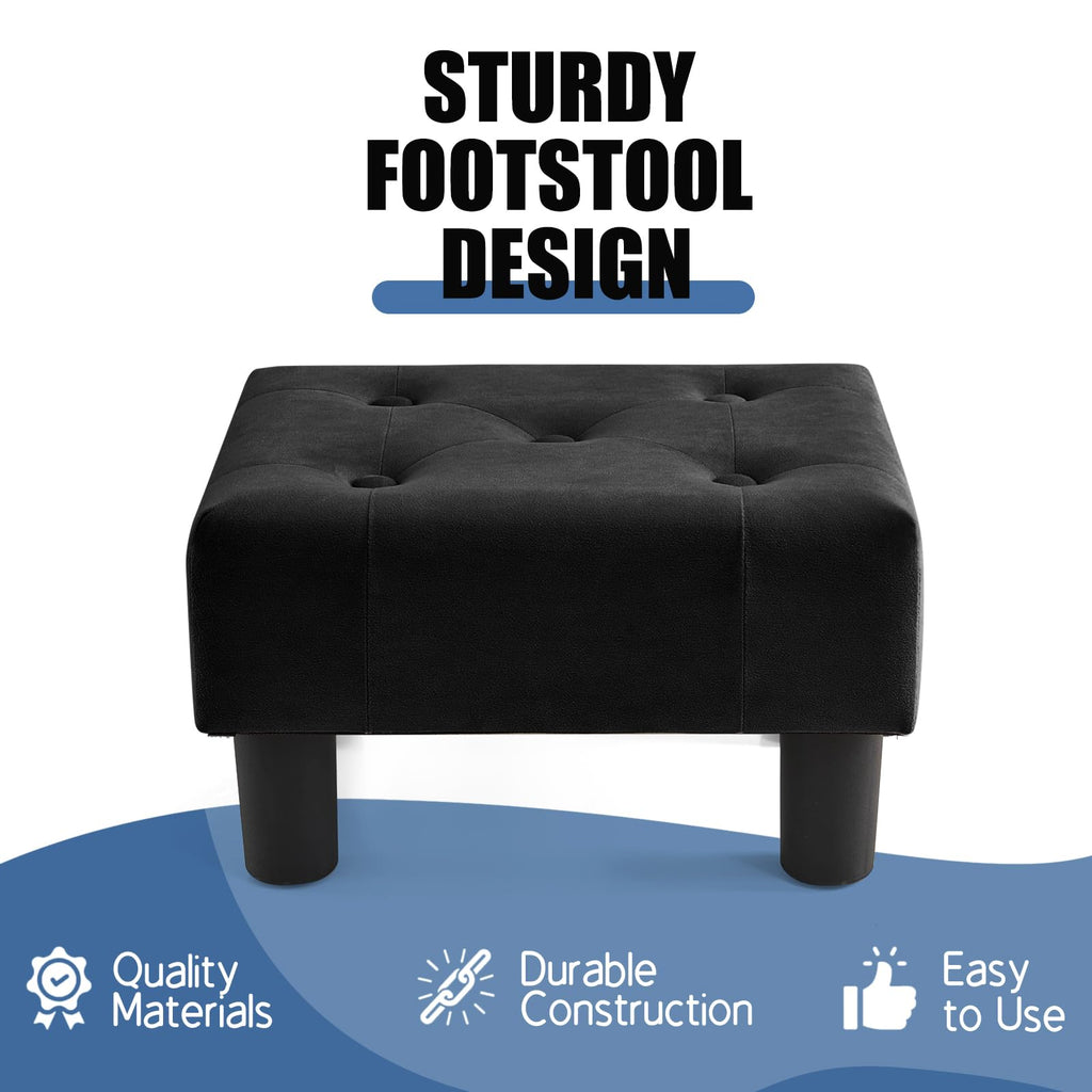 BRIAN & DANY Small Foot Stool, Velvet Footstool with Legs, Footstools for Living Room, Ottoman Footrest Extra Seating for Entryway, Black - image 3