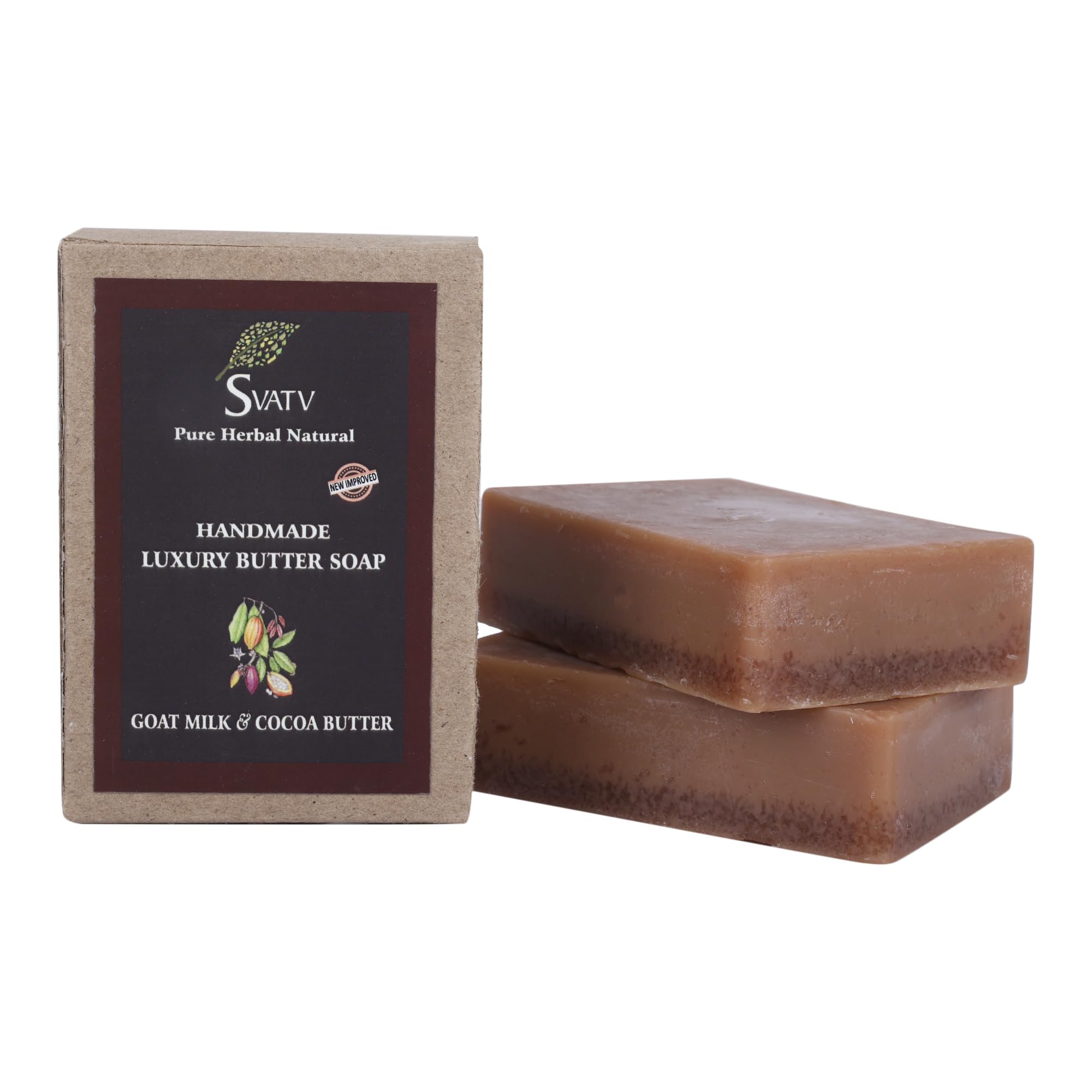 SVATV Goat Milk & Cocoa Butter Exfoliating Soap Bar - Handmade, 2 Pack