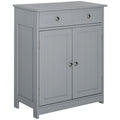 kleankin Freestanding Grey Bathroom Storage Cabinet with 2 Drawers