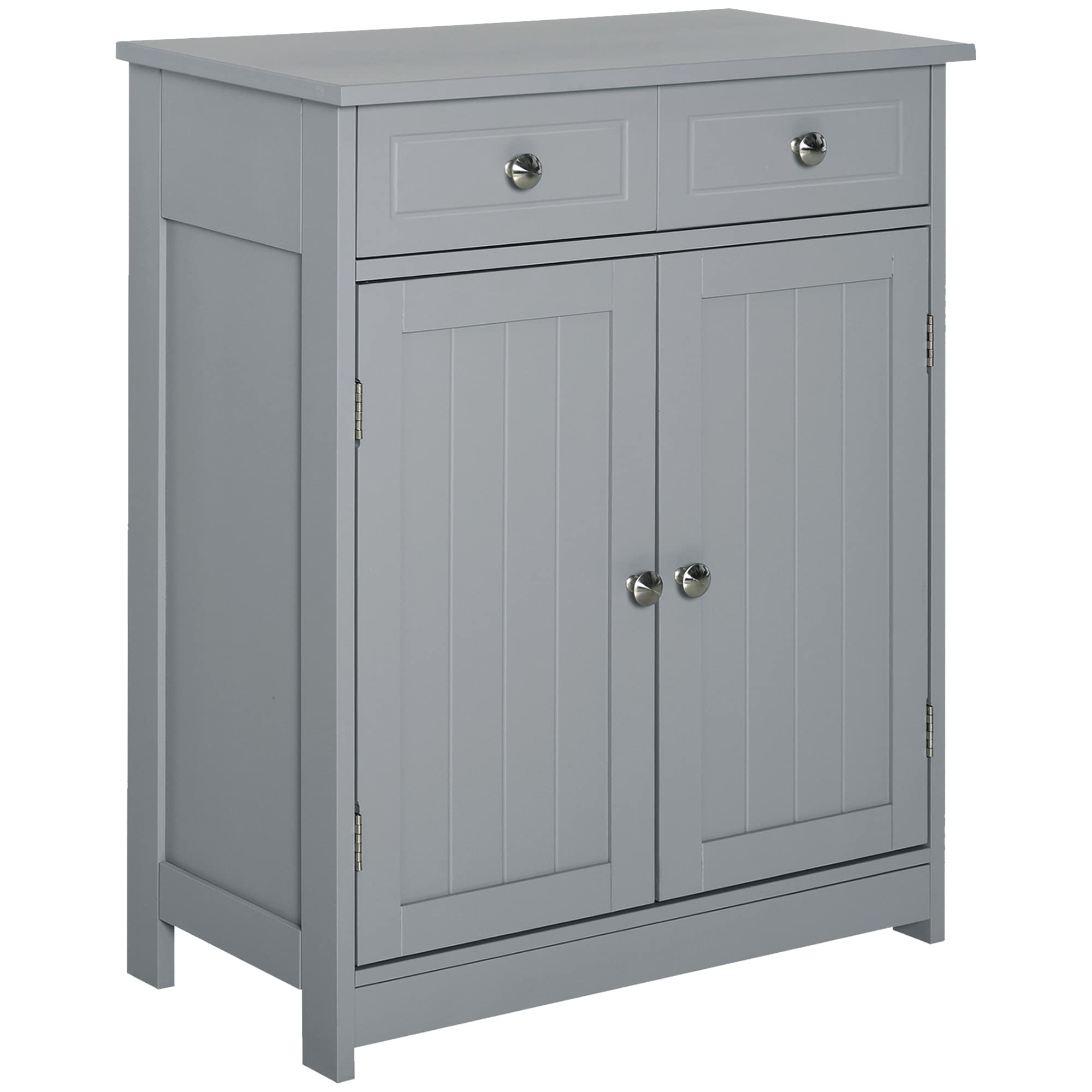 kleankin Freestanding Grey Bathroom Storage Cabinet with 2 Drawers