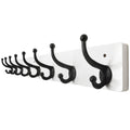 WEBI Rustic Wall Mount Coat Rack – 8 Cast Iron Hooks, Solid Wood, 35 Inch