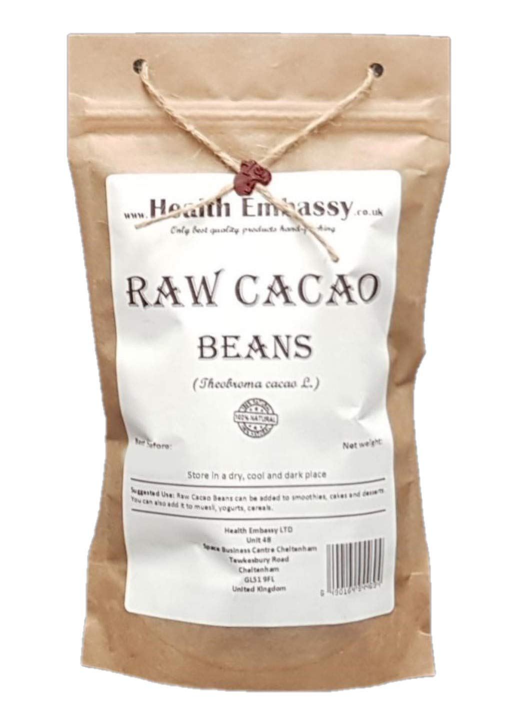 Health Embassy Raw Cacao Beans – Organic Superfood Antioxidant (225g)