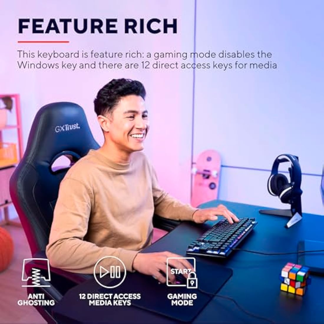 Trust Gaming GXT 833 Thado TKL Keyboard | RGB LED Dutch QWERTY