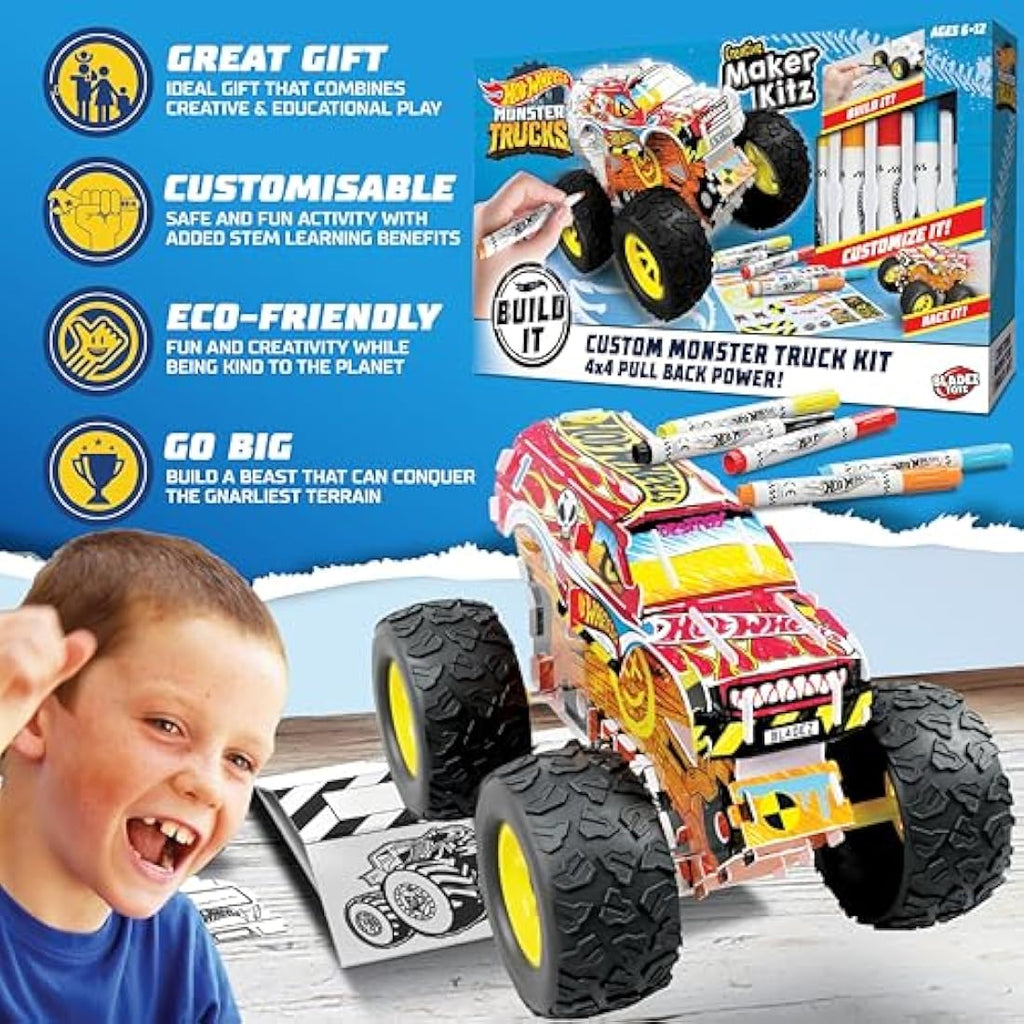 Hot Wheels Make Your Own Monster Truck Art Set – STEM Toy with Ramp