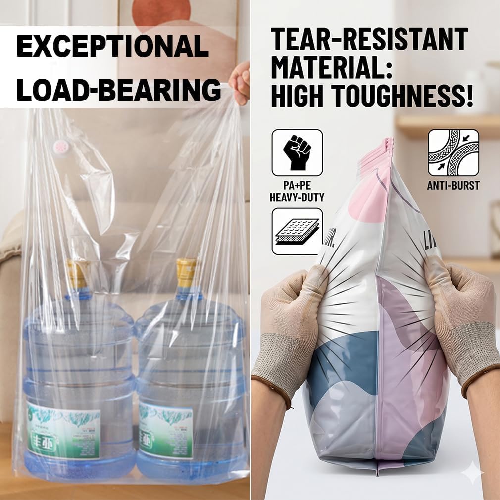 ZFFAFUR No-Pump Vacuum Storage Bags 2-Pack Large – Press & Seal Space Saver for Clothes, Duvets, Pillows & Blankets – Keeps Bedding Dry - image 4