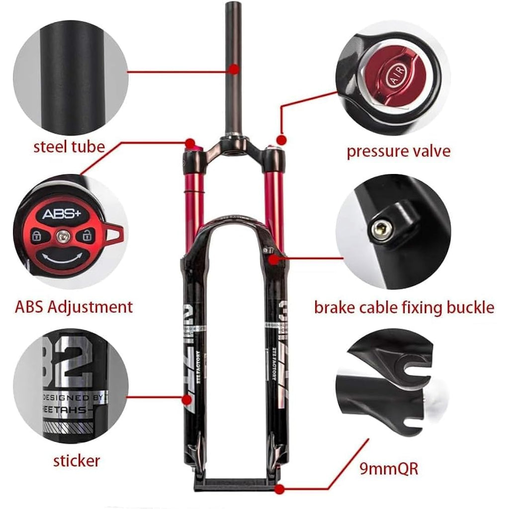 ZTZ MTB Suspension Fork - 120mm Double Air Chamber Bicycle Shock Absorber