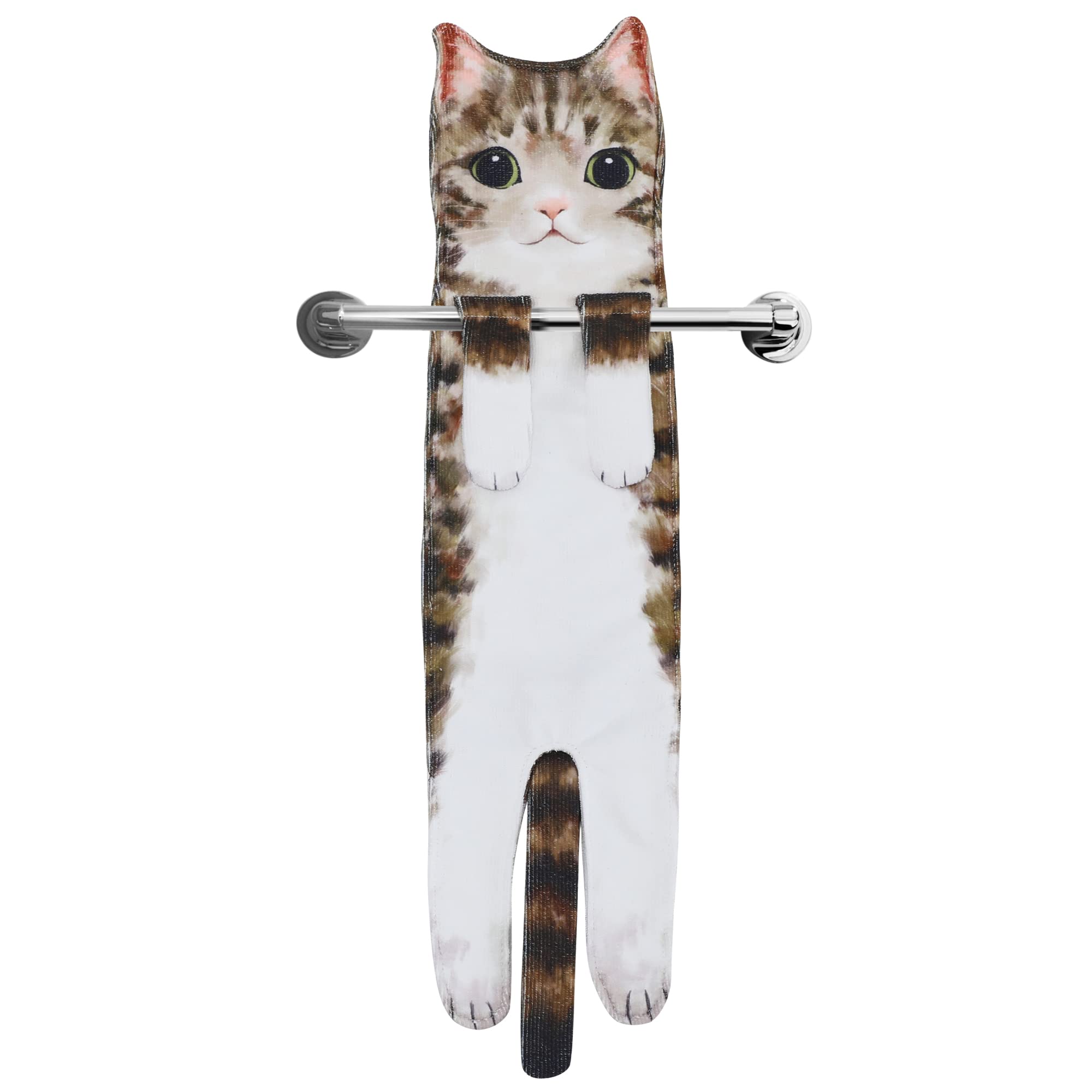 AGRIMONY Cat Hand Towels – Soft Hanging Decorative Kitchen Bathroom Towel