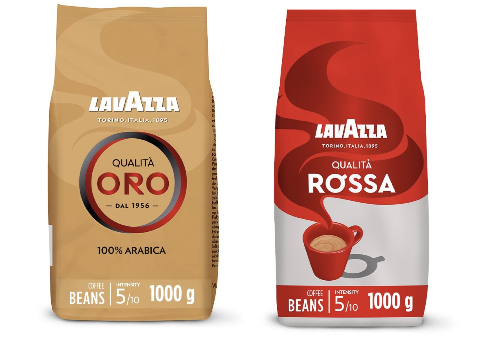 Lavazza Qualità Rossa & Oro Coffee Beans - Medium Roast, 1kg (2 Pack)