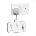 TESSAN Double Plug Adapter UK with 20W USB C PD and Independent Switches