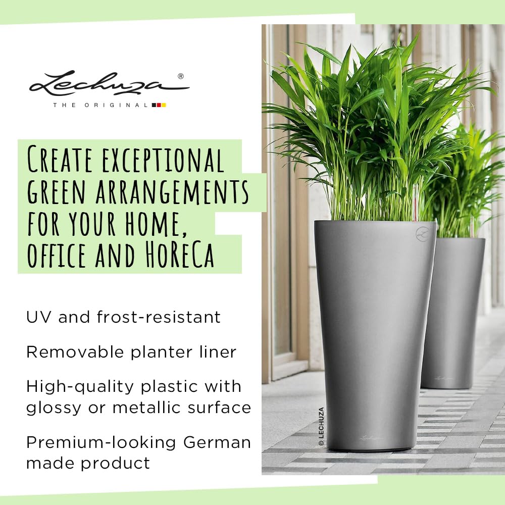 Lechuza Delta 30 Self-Watering Tall Planter | White High-Gloss 56cm
