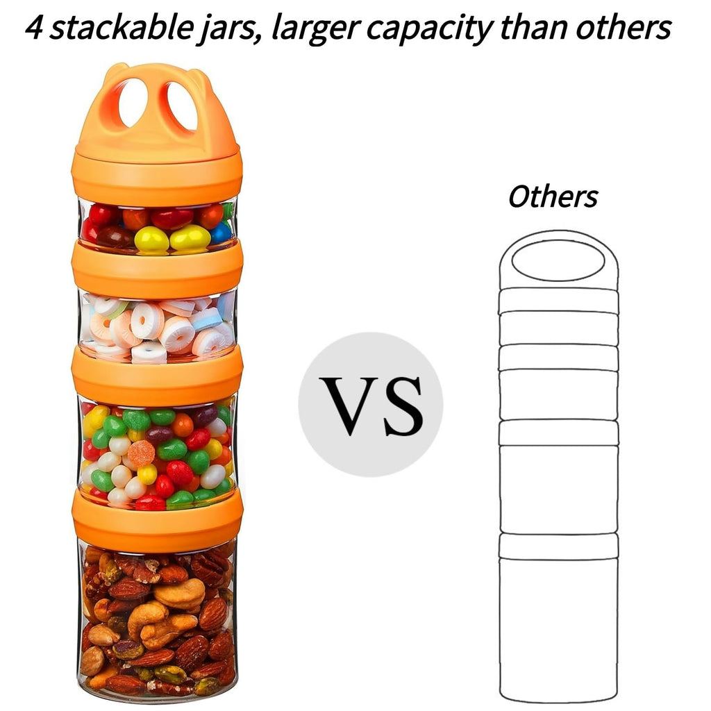 SELEWARE Stackable Snack Containers | 4-Piece Airtight Leak-Proof Jars