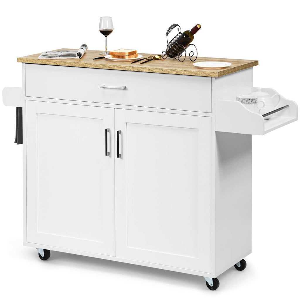 GiantexUK Kitchen Island Cart White, 116 x 40 x 85 cm